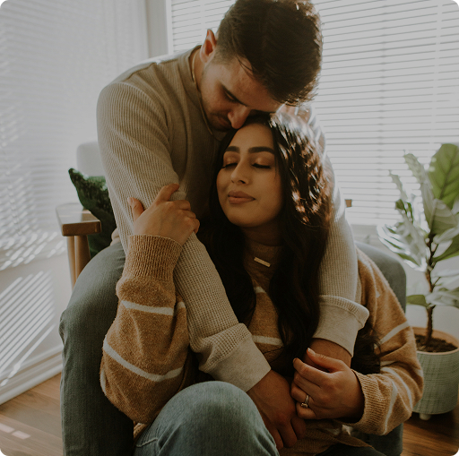 Couple sharing a warm embrace